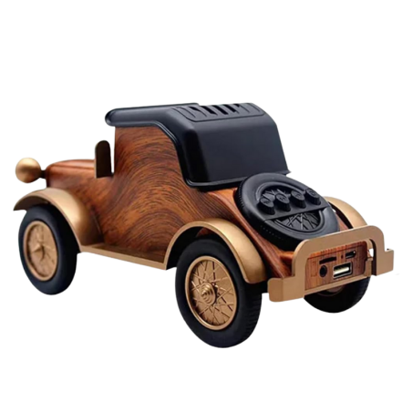 Bamboo Led Digital Classic Vintage Car Speaker